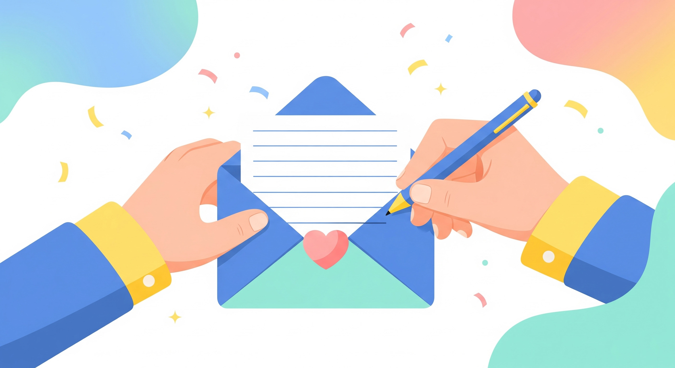 Couple writing anniversary message together