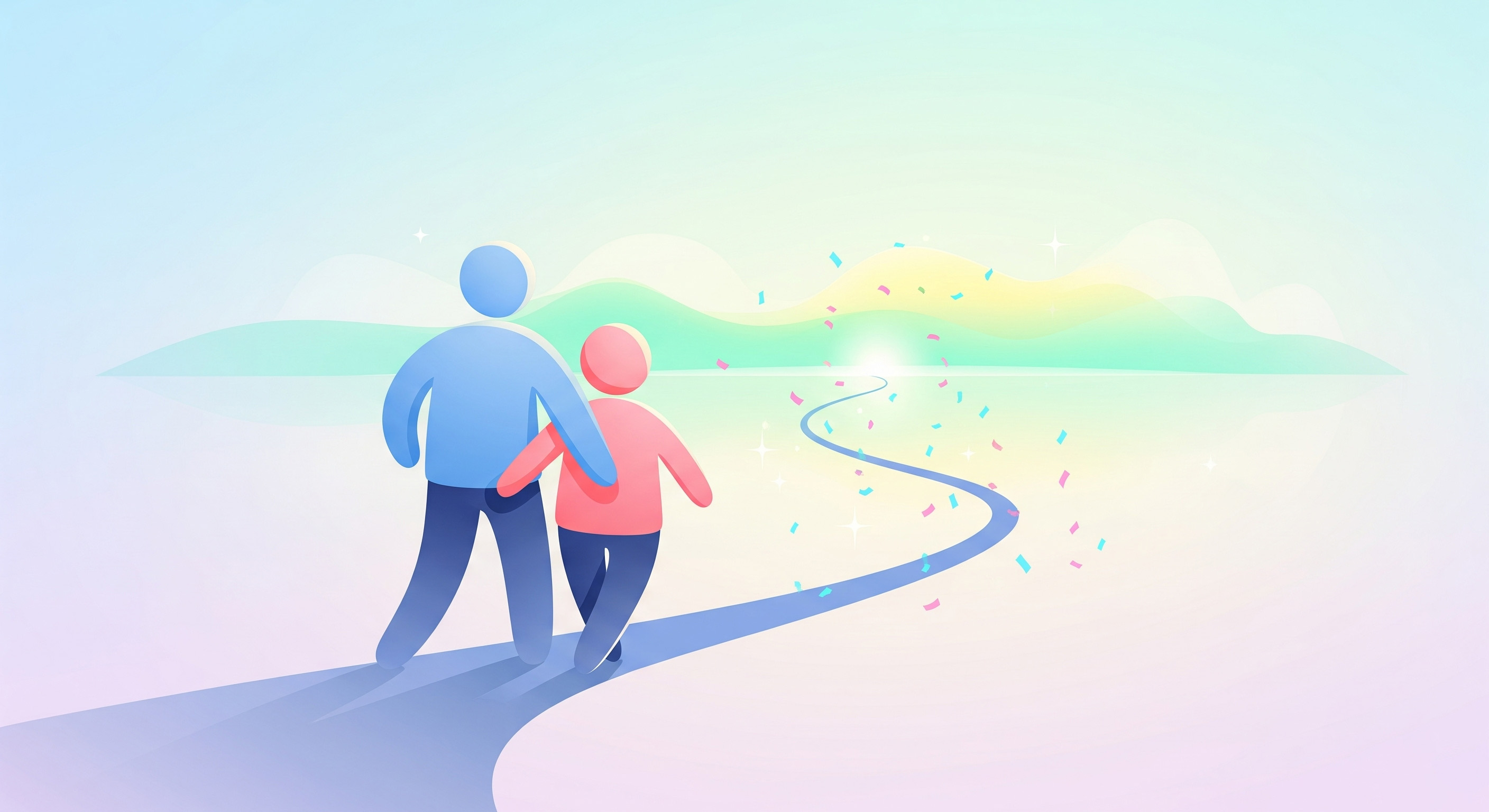 Couple looking towards the future