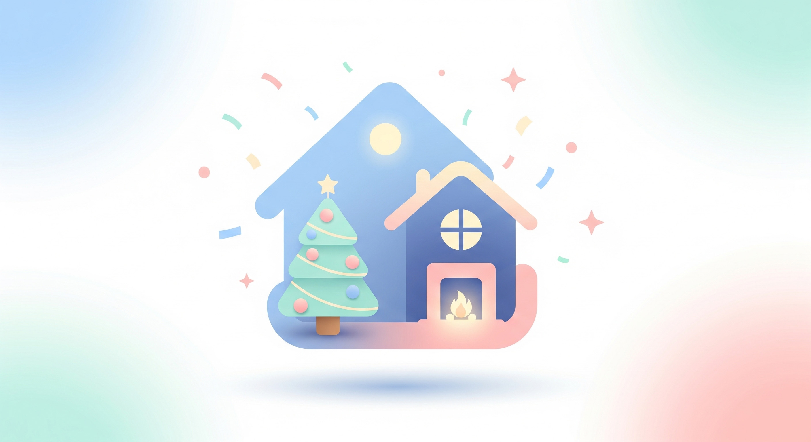 Cozy Christmas living room with tree and fireplace